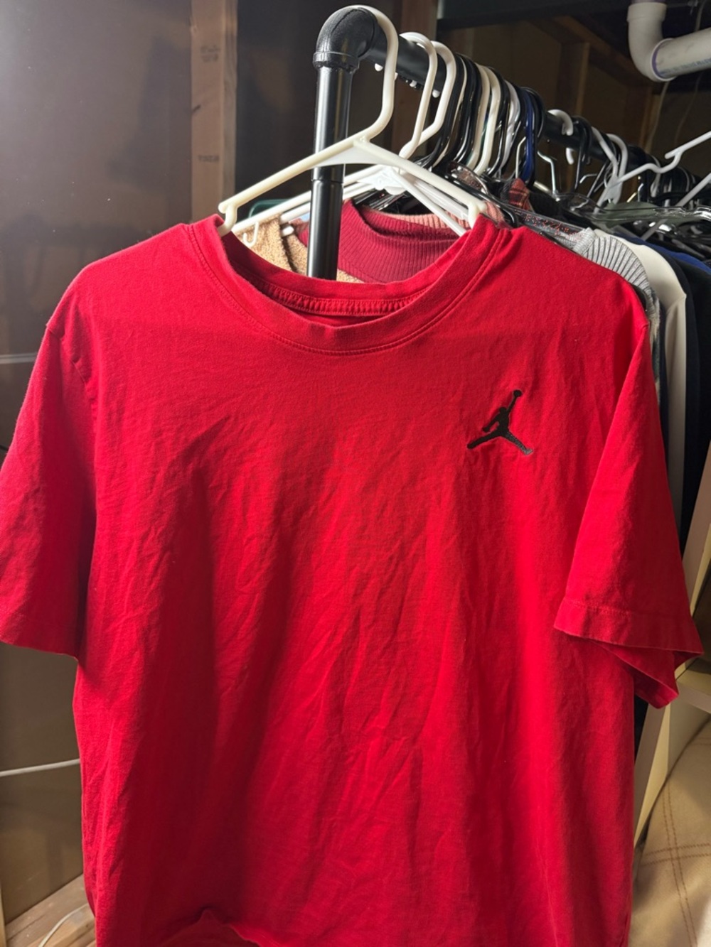 Jordan Red Short-Sleeve Crewneck Tee with Black Jumpman